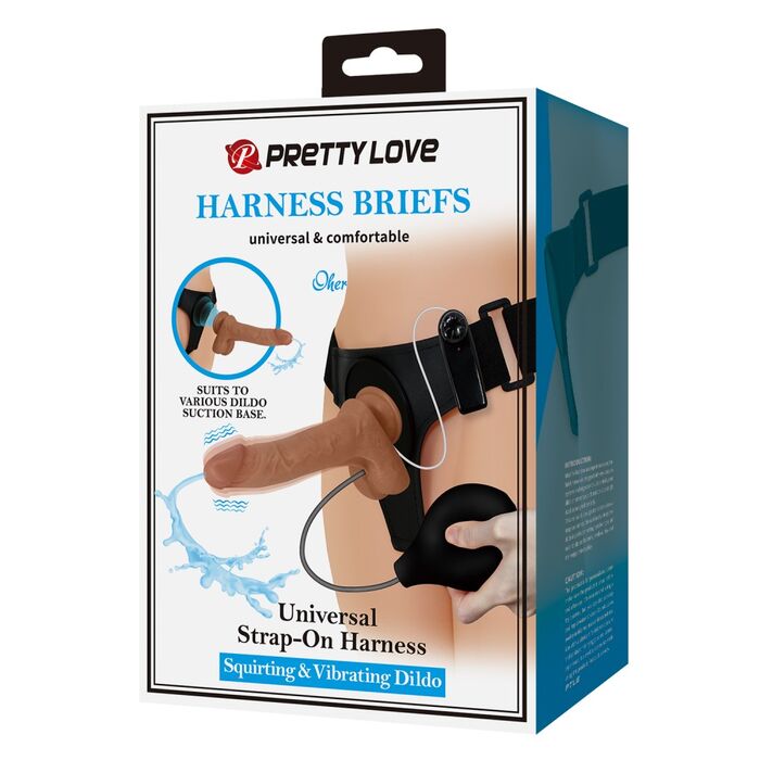 Harness strap-on Pretty Love Oher langa cutia originala, cu functiile squirting si vibrating marcate