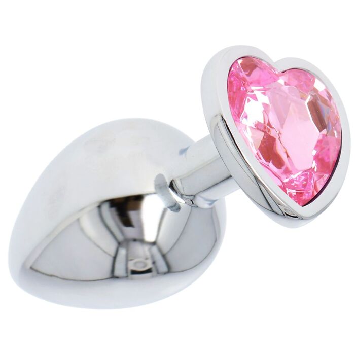 Plug anal metalic Heart Jewel roz, vedere din unghi opus