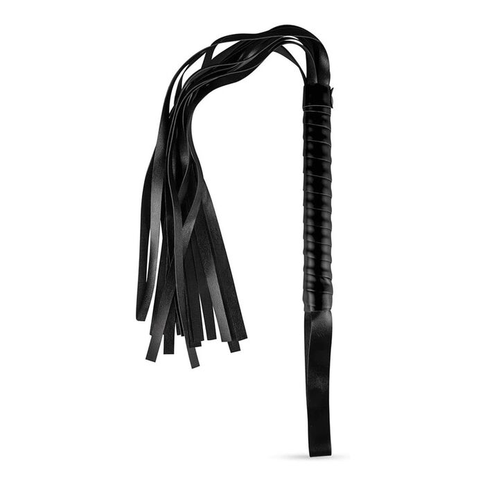 Bici tip flogger cu multiple suvite din piele ecologica si maner infasurat