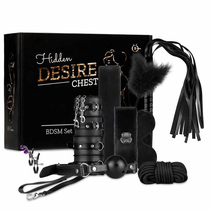 Set BDSM Fetish B-Series 10 piese, cutie Hidden Desire Chest cu toate componentele vizibile