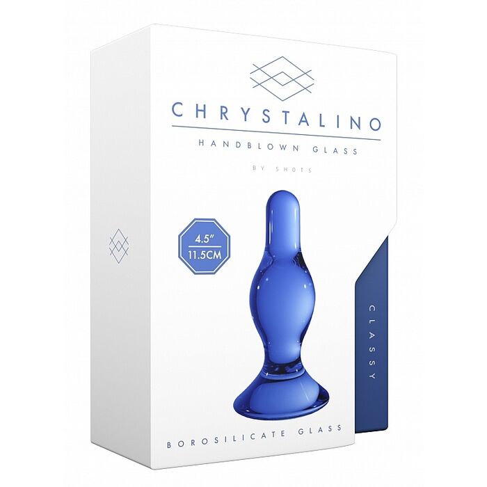 Butt Plug de sticla, Chrystalino Classy Blue, albastru