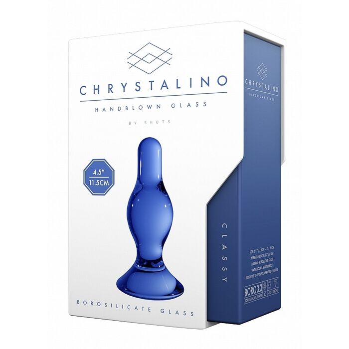 Butt Plug de sticla, Chrystalino Classy Blue, albastru