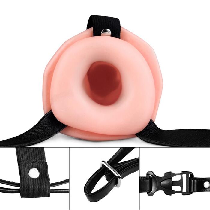 Vibrating Unisex Hollow Strap On - deschidere hollow si curele de fixare