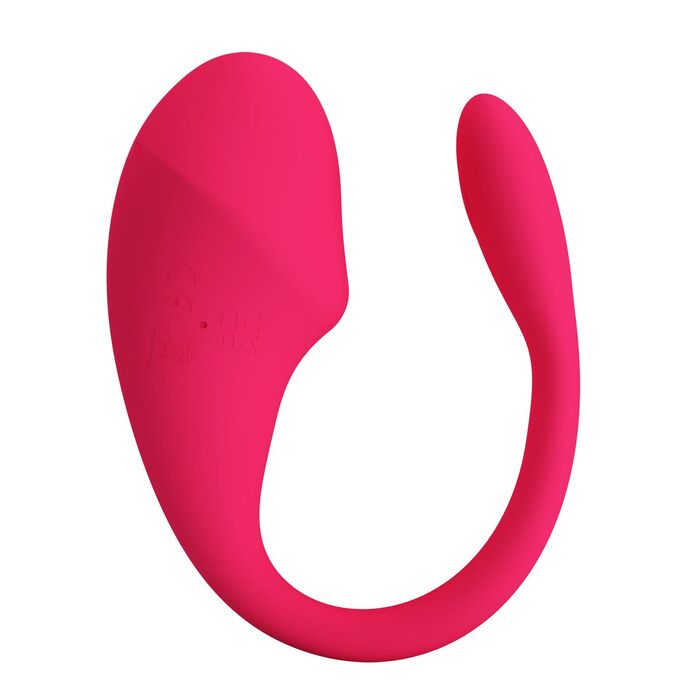 Vibrator purtabil Romance Thalia roz, cu partea externa si bratul insertabil unite printr-o bucla flexibila