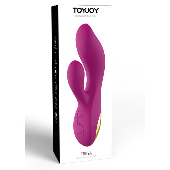 Vibrator Rabbit ToyJoy Freya Rumble, Roz, detaliu