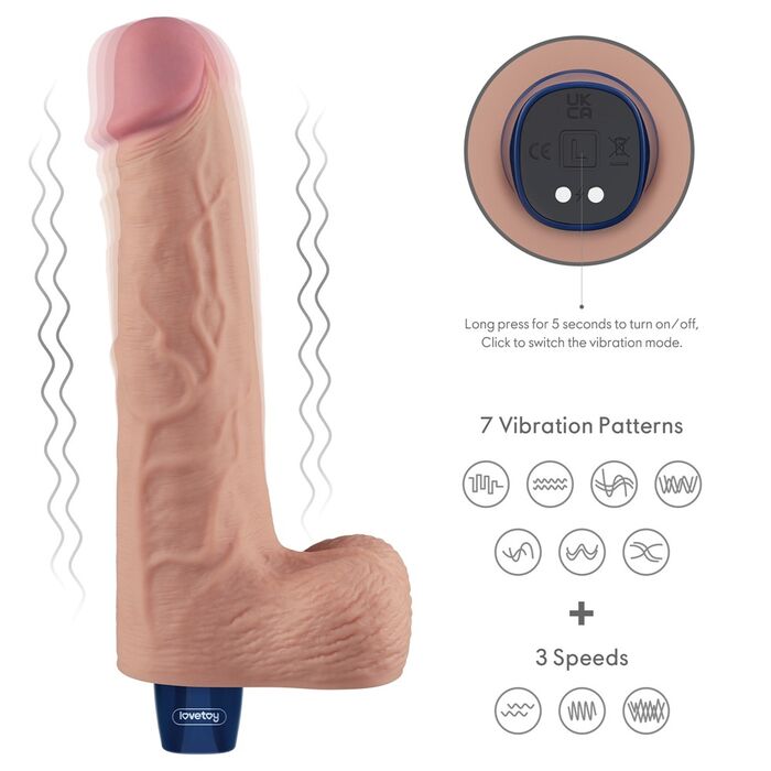 Butonul unic si cele 7 tipare de vibratie plus 3 viteze ale vibratorului Real Softee