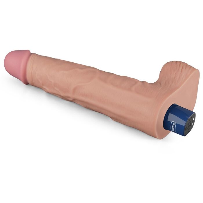 Vibrator Lovetoy Real Softee natural din profil, cu baza si portul de incarcare magnetica