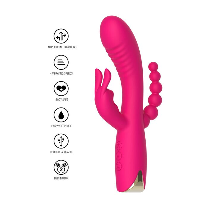 Vibrator Triplu ToyJoy Aphrodite, Roz, vedere suplimentara 5