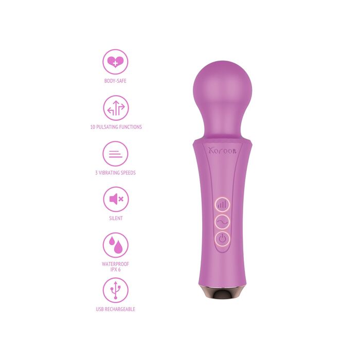 Aparat Masaj The Personal Wand, Fucsia, 3 viteze, 10 modele
