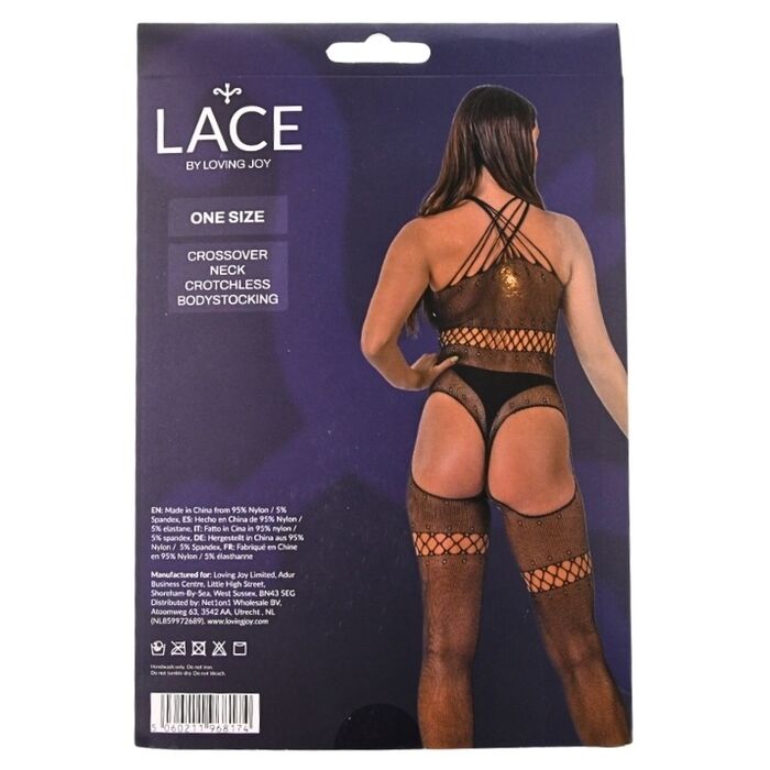 Bodystocking Lace by LJ Negru, cutie vedere spate cu specificatii
