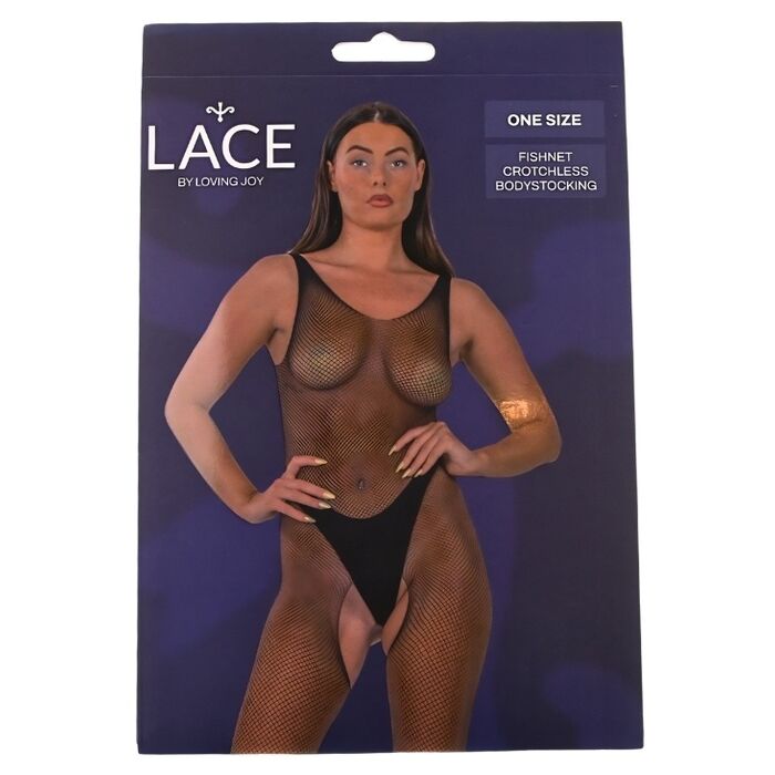 Bodystocking plasa Lace by LJ Negru, ambalaj cutie