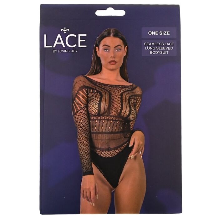 Body dantela Lace by LJ maneci lungi Negru, ambalaj cutie