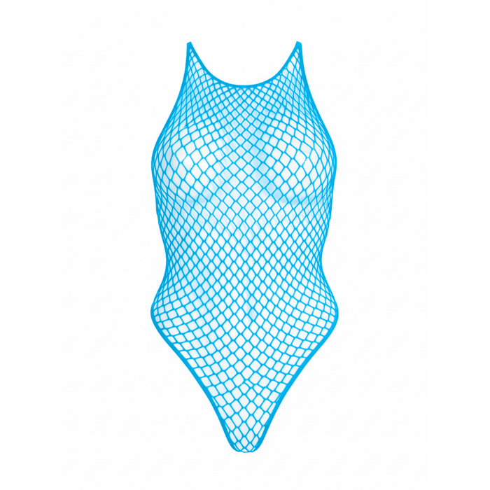 Bodysuit Fishnet Net Snap Crotch Tank Albastru Leg Avenue, produs pe fundal alb