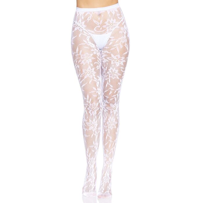 Ciorapi Dantela Florala Fara Cusaturi Albi, Leg Avenue, S-L