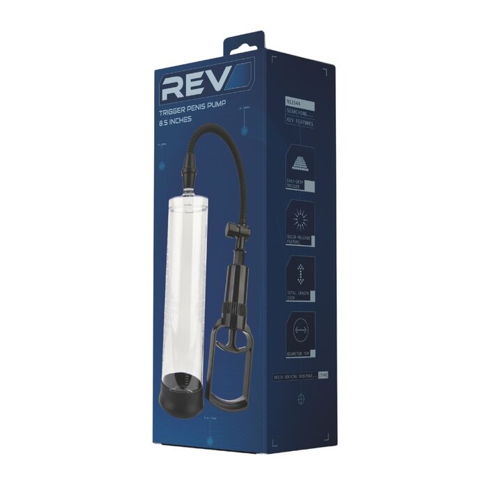 Pompa cu vacuum pentru dezvoltare penis, Rev-Pump Trigger, cilindru gradat