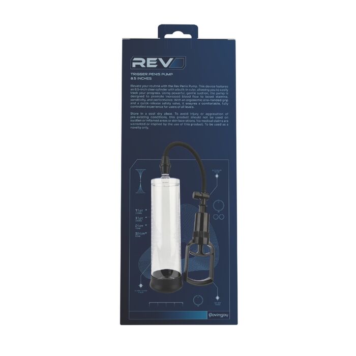 Pompa cu vacuum pentru dezvoltare penis, Rev-Pump Trigger, cilindru gradat spate cutie