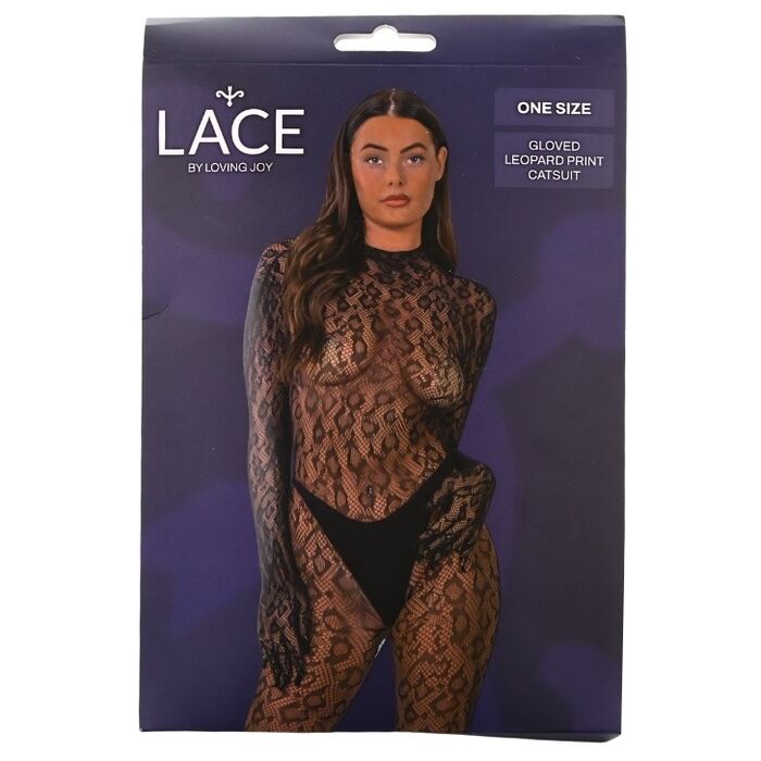 Lace by LJ Gloved Leopard Print Catsuit Black cutie
