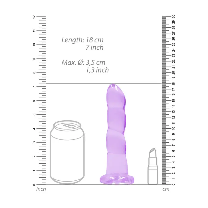 Dildo Non-Realistic Dildo cu ventuza, Violet - dimensiuni