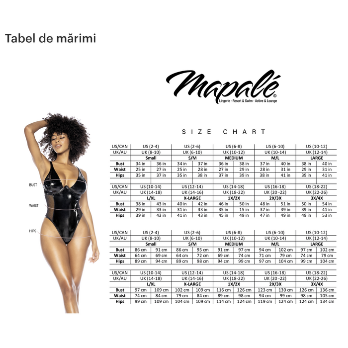 Mapale - Tabel de marimi (bust, talie, solduri)