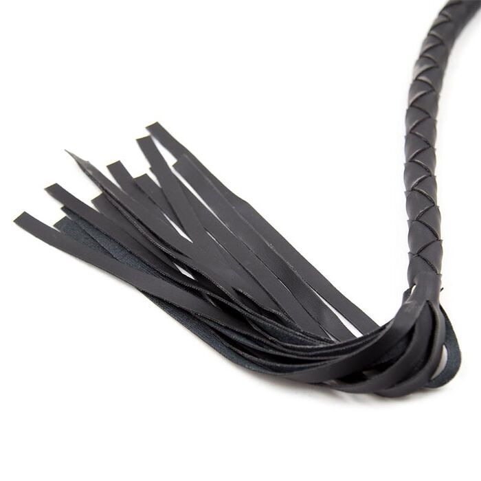 Bici Long Whip Negru LateToBed, gros plan suvite flogger