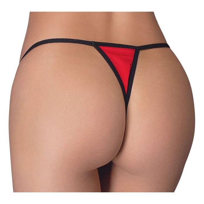 Set 3 chilotei tanga decupati, Negru si Rosu, One Size (S-L)