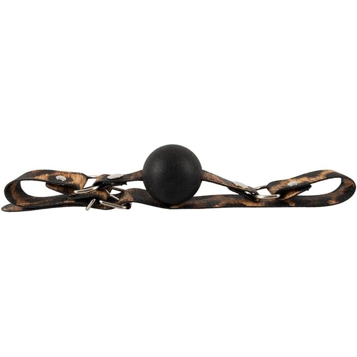 Set BDSM, zgarda, silicon negru, reglabil, imprimeu leopard, 4cm gag