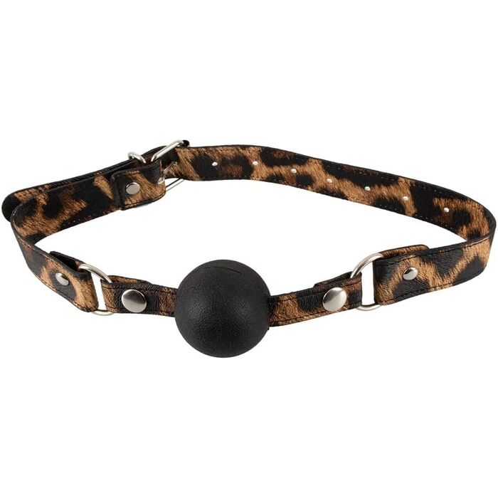 Set BDSM, zgarda, silicon negru, reglabil, imprimeu leopard, 4cm- bila