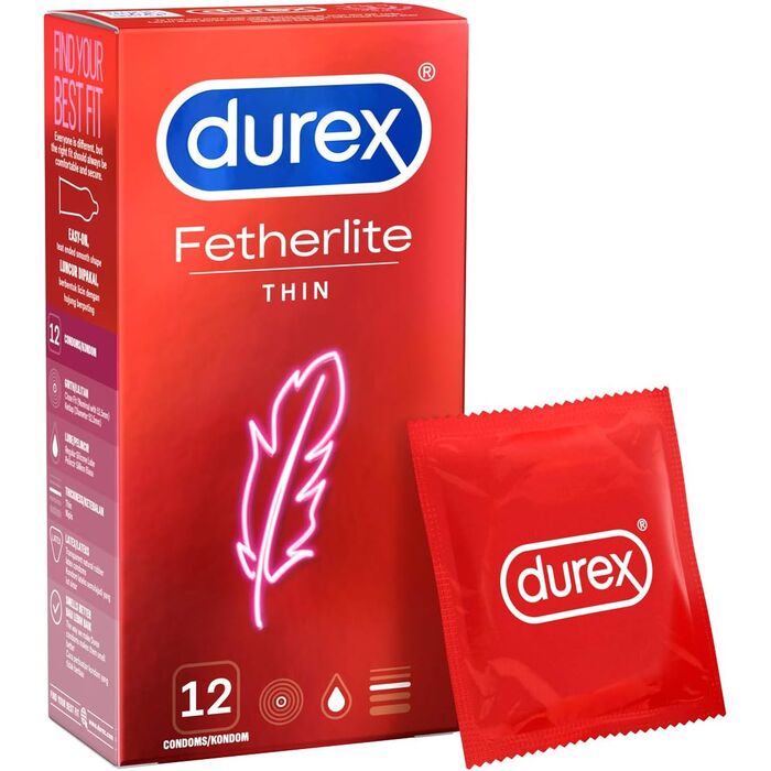 Prezervative Durex Fetherlite Thin, subtiri, lubrifiate, 12 buc.