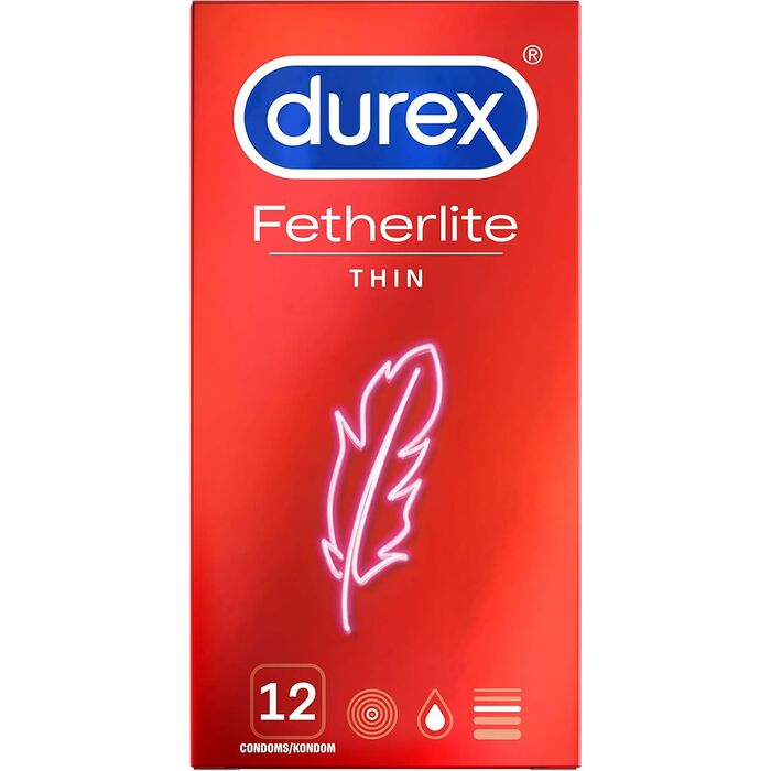 Prezervative Durex Fetherlite Thin, subtiri, lubrifiate, 12 buc. cutia