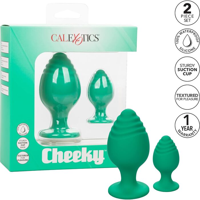 Set Dopuri Anale CalExotics Cheeky 2 Anal Plugs Set - Verde cutie