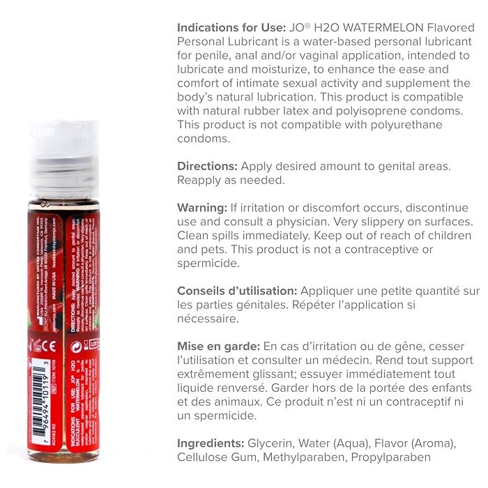 Lubrifiant Intim JO H20 Watermelon, 30 ml caracteristici