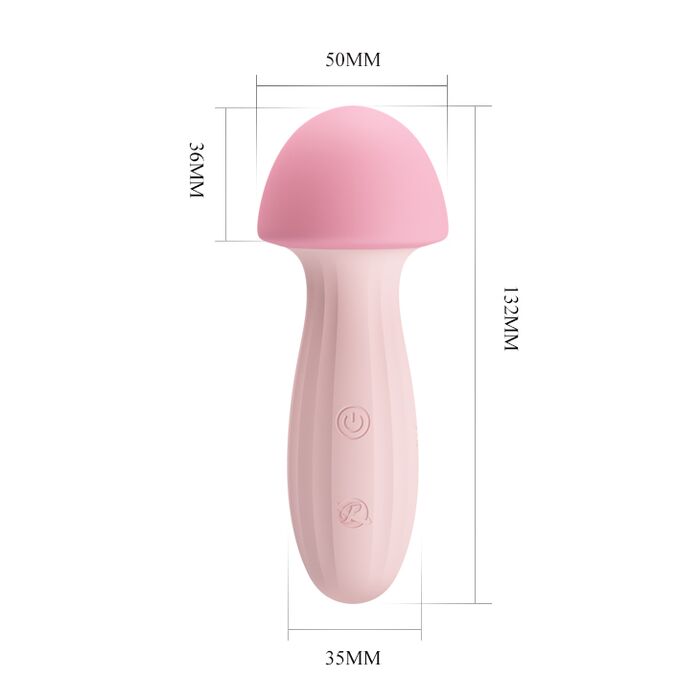 Vibrator Romantic Pretty Love Mushroom, 12 Functii, incarcare USB dimensiuni