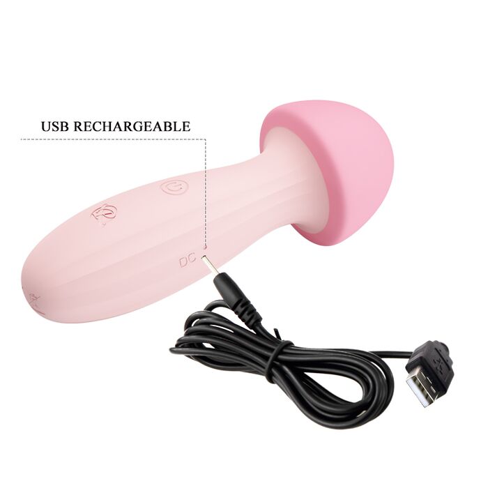 Vibrator Romantic Pretty Love Mushroom, 12 Functii, incarcare USB - cabluVibrator Romantic Pretty Love Mushroom, 12 Functii, incarcare USB