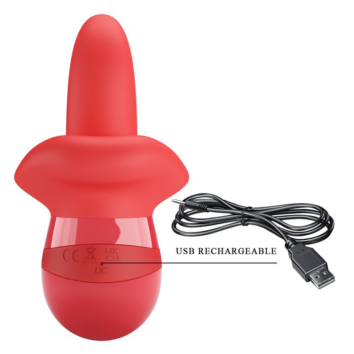 Limba Vibratoare Pretty Love Obelia Red - 10 Vibratii stimulatoare cablu USB