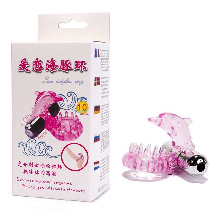 Inel pentru penis cu vibrator Dolphin Bullet Roz No.2 cutie
