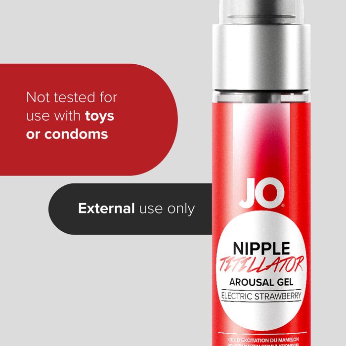 Avertisment de utilizare System JO Nipple Titillator: netestat cu jucarii sau prezervative, doar pentru uz extern