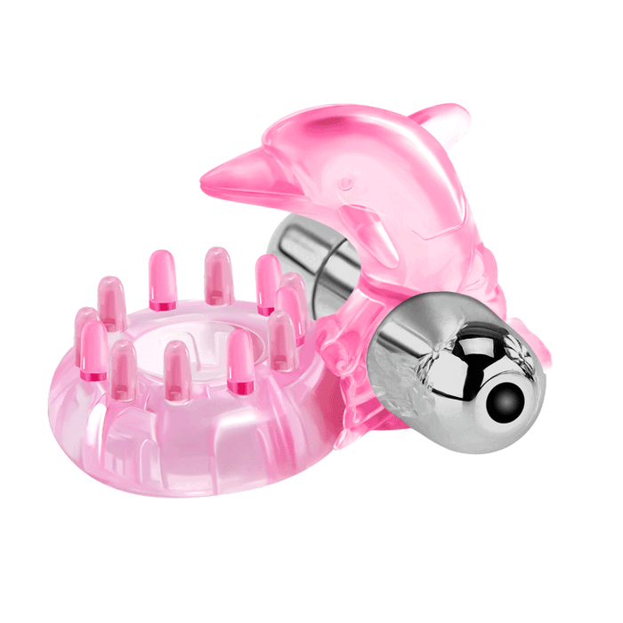 Inel pentru penis cu vibrator Dolphin Bullet Roz No.2