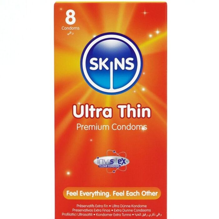 Cutia Skins Ultra Thin, pachet de 8 prezervative
