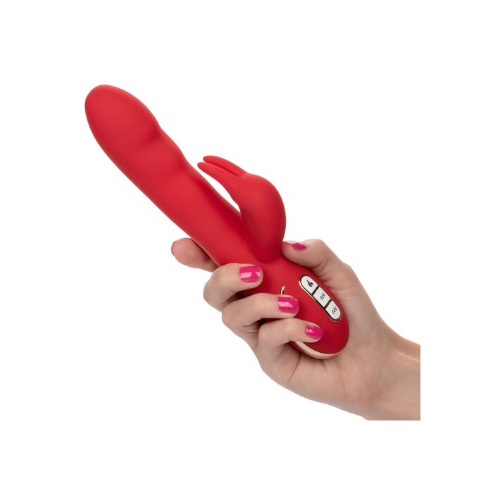 Vibrator rabbit cu incalzire Jack Rabbit Signature CalExotics rosu, detaliu baza