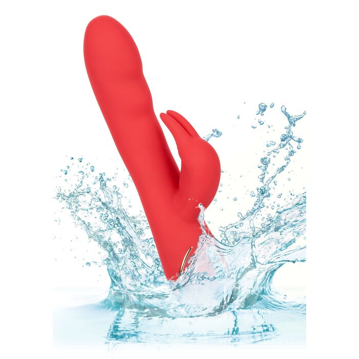 Vibrator rabbit cu incalzire Jack Rabbit Signature CalExotics rosu, vedere completa