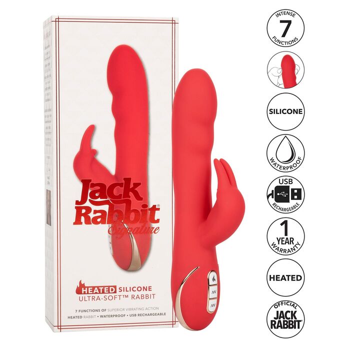 Vibrator Rabbit cu Incalzire Jack Rabbit Signature CalExotics, Rosucaracteristici