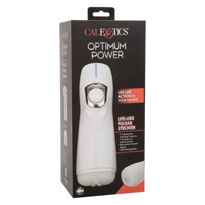 Masturbator automat cu vibratie si suctiune Lifelike Pulsar Stroker CalExotics alb, detaliu panou control