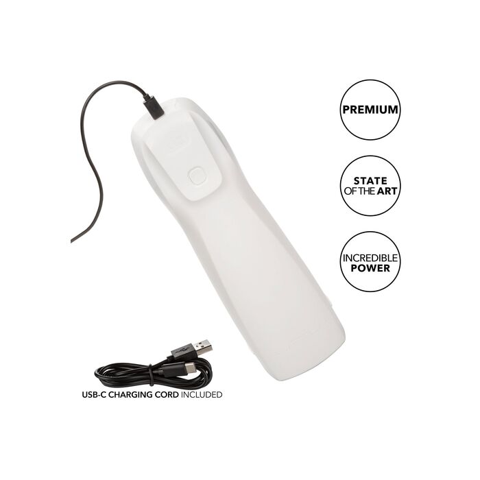 Masturbator automat cu vibratie si suctiune Lifelike Pulsar Stroker CalExotics alb, vedere din spate