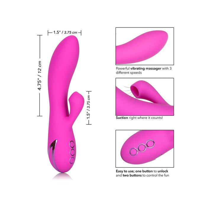 Vibrator cu suctiune si vibratie Malibu Minx CalExotics roz, vedere laterala
