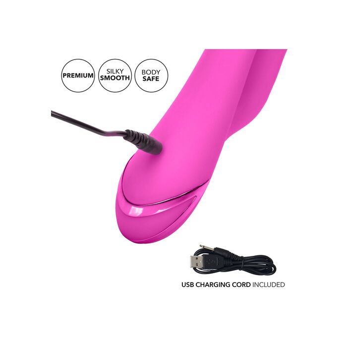 Vibrator cu suctiune si vibratie Malibu Minx CalExotics roz, vedere completa