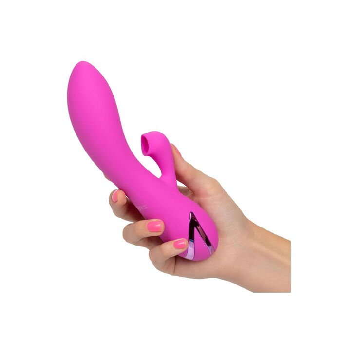 Vibrator cu suctiune si vibratie Malibu Minx CalExotics roz, vedere de sus