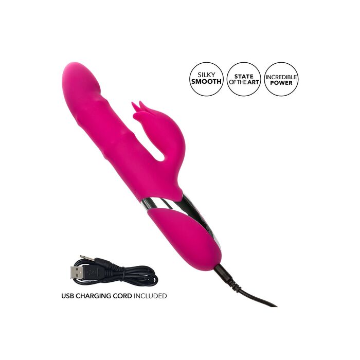 Vibrator rabbit cu bile si miscare ritmica Enchanted Embrace CalExotics roz, detaliu panou control