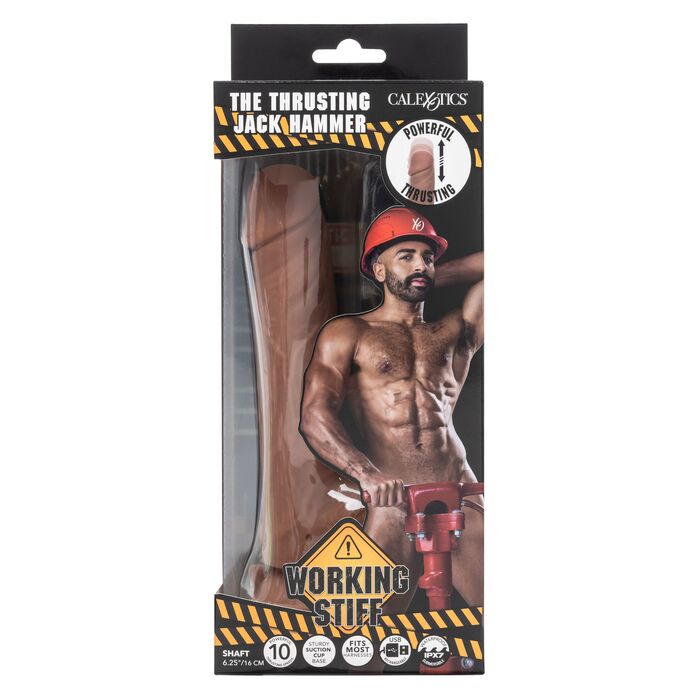 Dildo vibrator realist cu impingere The Thrusting Jack Hammer CalExotics caramel, vedere din fata