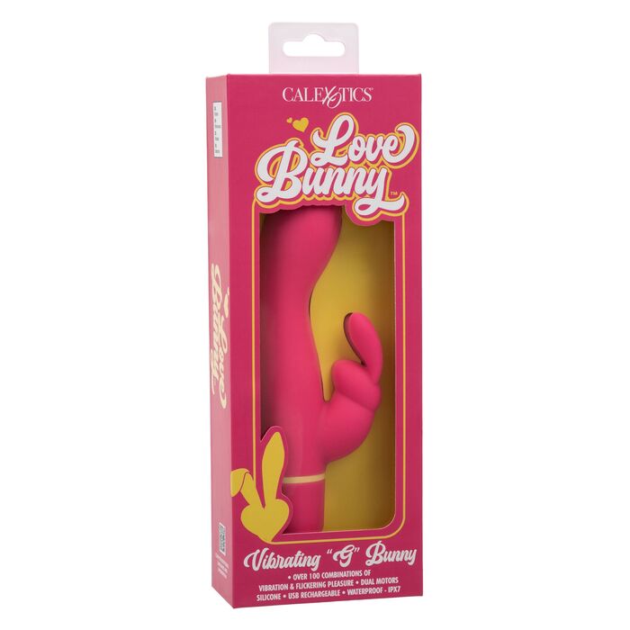 Vibrator rabbit cu doua motoare Love Bunny CalExotics roz, detaliu urechi iepuras