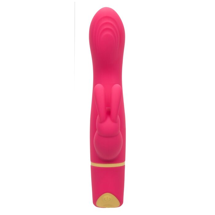 Vibrator rabbit cu doua motoare Love Bunny CalExotics roz, vedere din spate